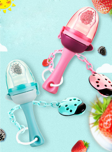 Set suzeta fructe si lantisor, diverse culori, silicon, 3luni+